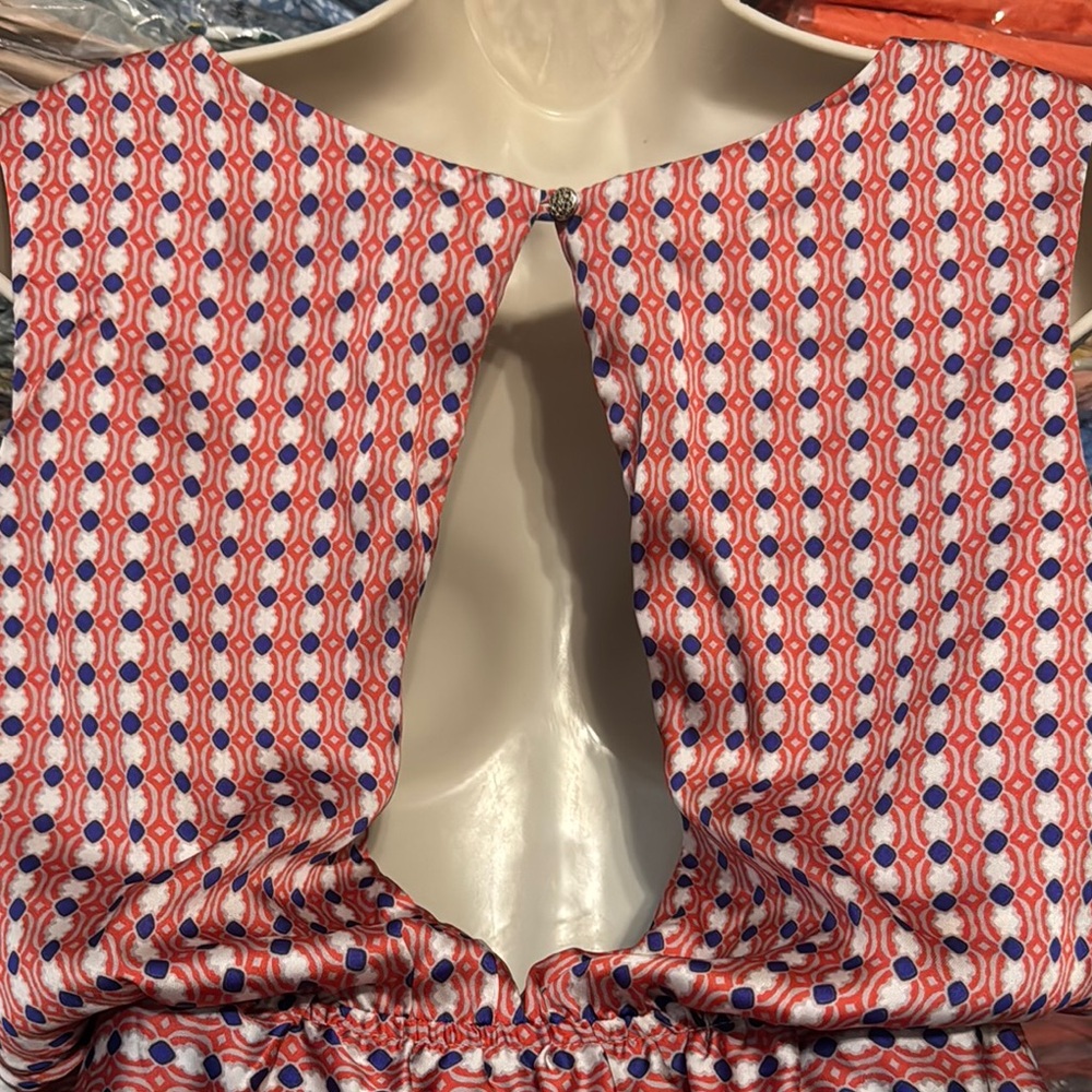 Stylish Red and Blue Patterned Dress - Picture 6 of 6